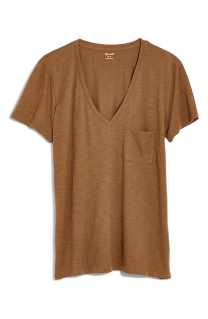 Madewell Whisper Cotton V-neck Pocket Tee In Foliage Green
