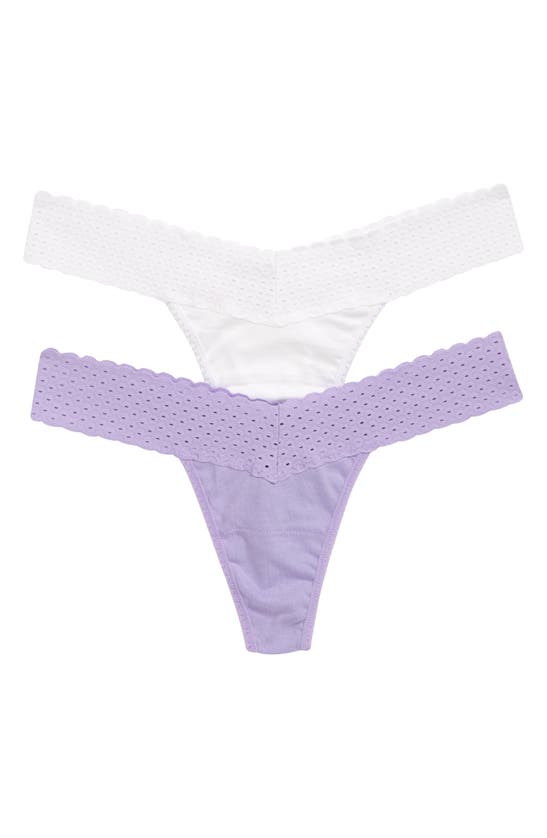 Hanky Panky Assorted 2-pack Low Rise Organic Cotton Jersey Thongs In ...