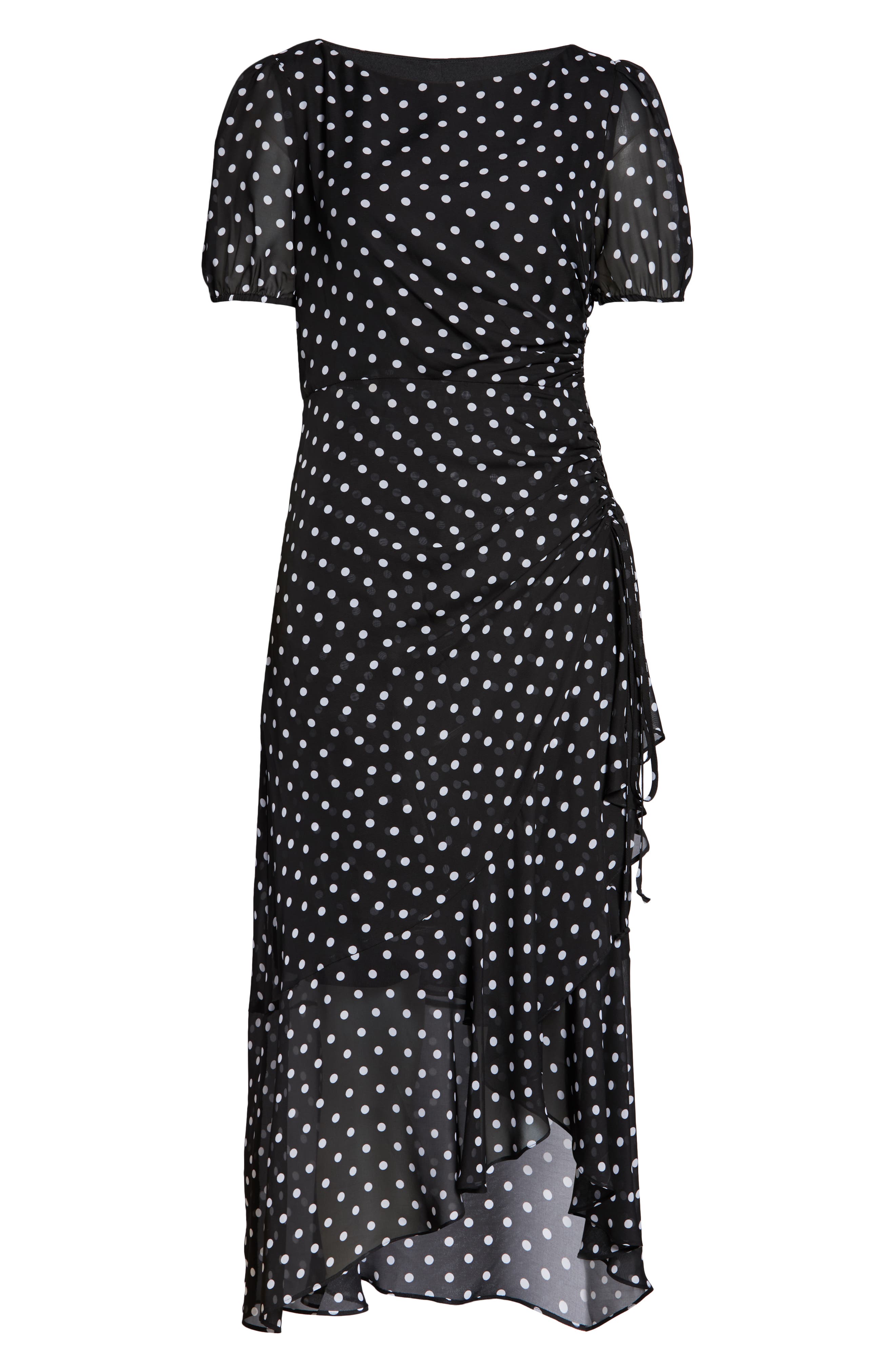 Julia Jordan Dot Print Chiffon Dress In Black/ White
