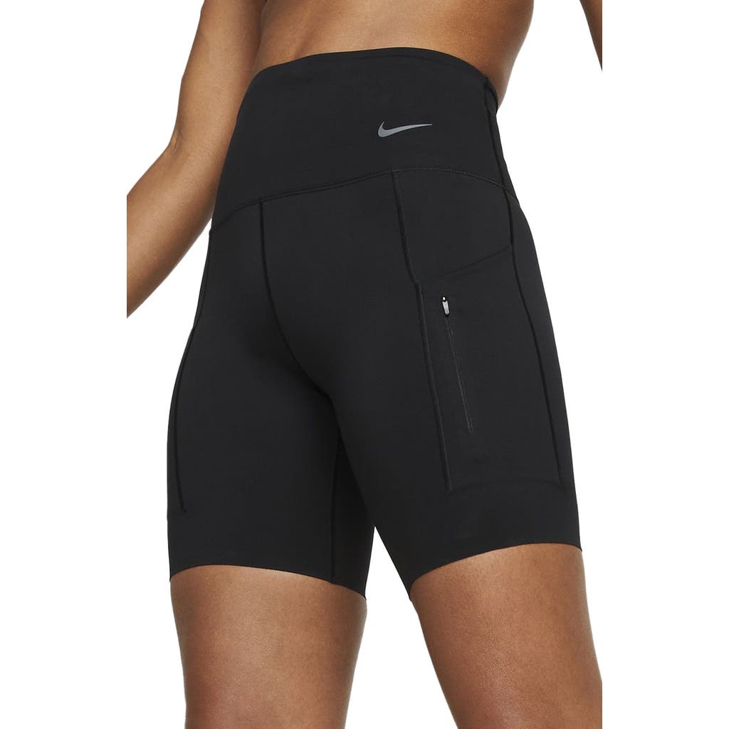 Nike Dri-fit Firm Support High Waist Biker Shorts In Black/black