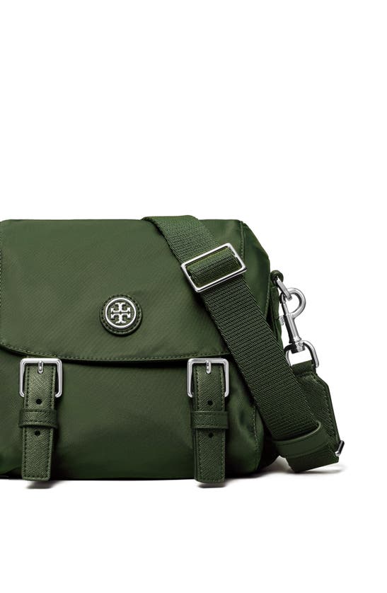 Shop Tory Burch Small Nylon Messenger Bag In Basil