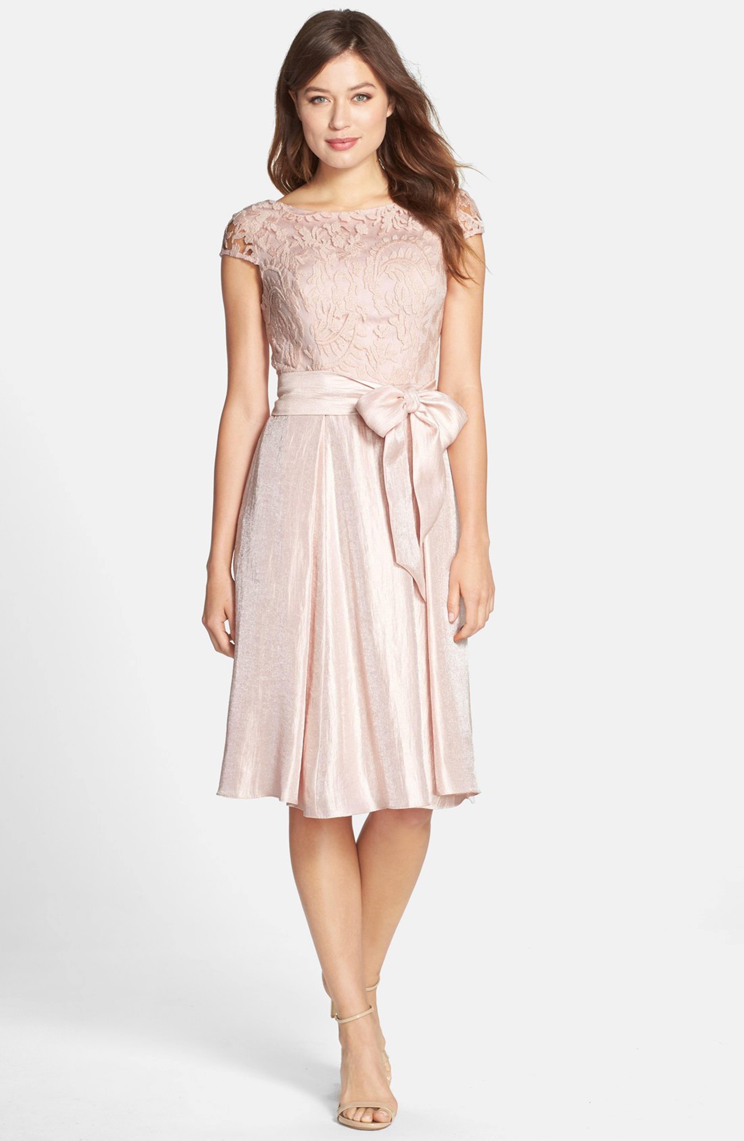 Adrianna Papell Mixed Media Fit & Flare Dress | Nordstrom