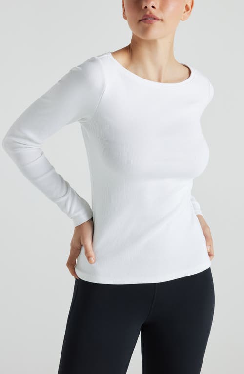 Losano Serene Rib Long Sleeve Top In Snow