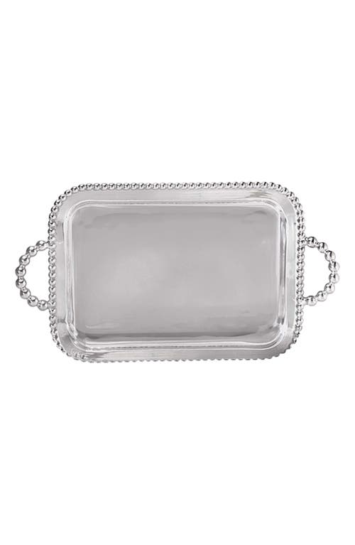 Mariposa Pearled Trim Large Service Tray in Silver 