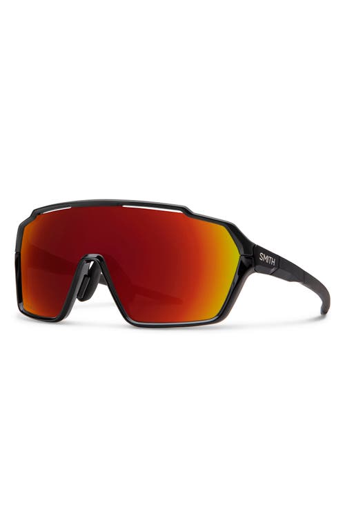 Smith Shift Mag 99mm Shield Sunglasses In Black/chromapop Red Mirror