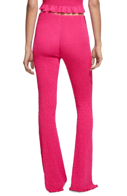 Shop Mango Braided Knit Flare Pants In Fuchsia