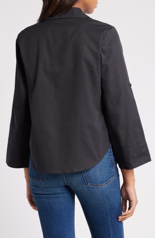 Shop Wit & Wisdom Roll Tab Button-up Shirt In Black