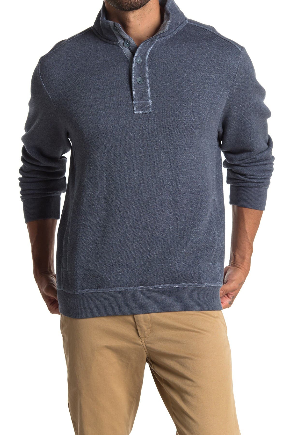 button neck fleece pullover