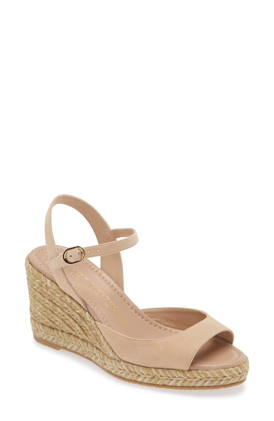 Shop Stuart Weitzman Tia Espadrille Wedge Sandal In Adobe