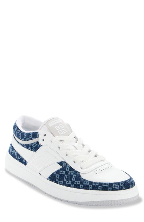 Givenchy G Move Sneakers In Leather And Monogram 72 Denim In Dark Blue