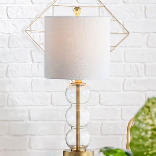 Jonathan Y February Glass/metal Led Table Lamp In Clear/brass Gold