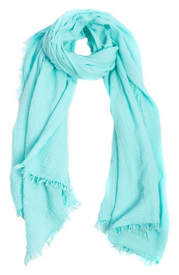 Saachi Gauze Cotton Scarf In Aqua
