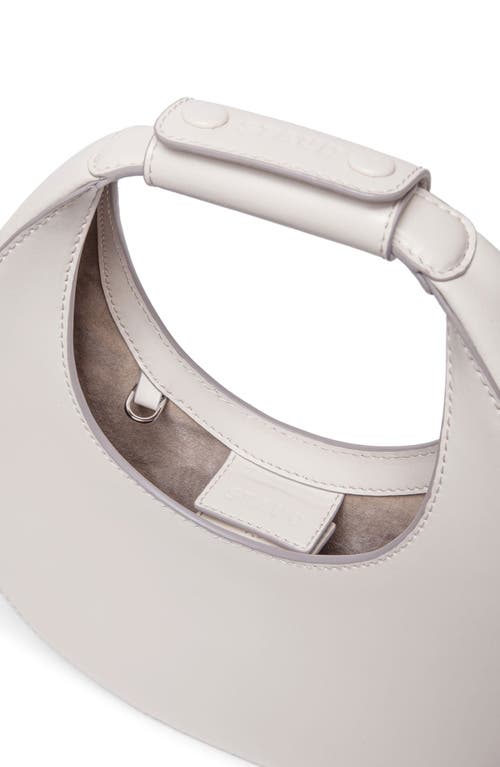 Shop Staud Mini Moon Leather Bag In Cream