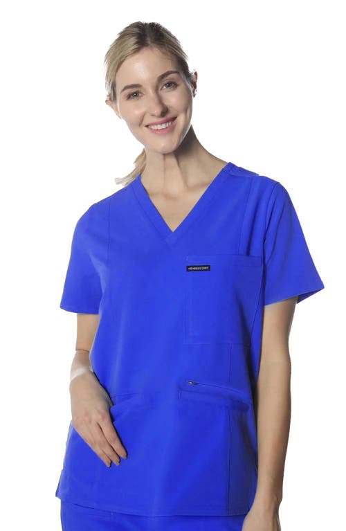 Shop Members Only Palermo 4-pocket Scrub Top In Royal Blue