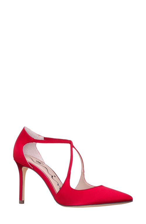 Nina Netta Ankle Strap Pointed Toe Pump in Red Rouge 