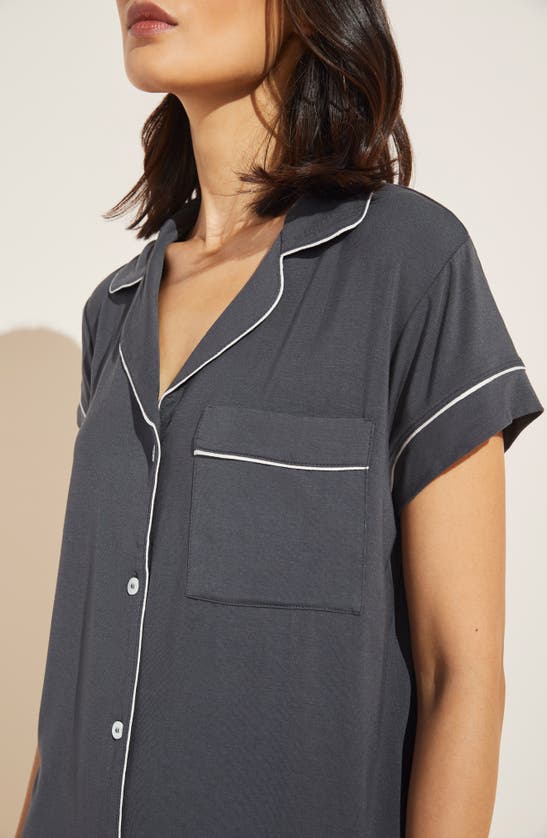 Eberjey Gisele Jersey Knit Crop Pajamas In Graphite/ Sorbet Pink