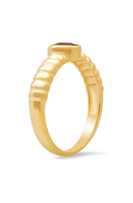 Queen Jewels Bezel Set Heart Ring In Gold/ruby