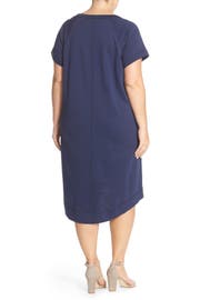 Sejour French Terry Shift Dress (Plus Size) | Nordstrom