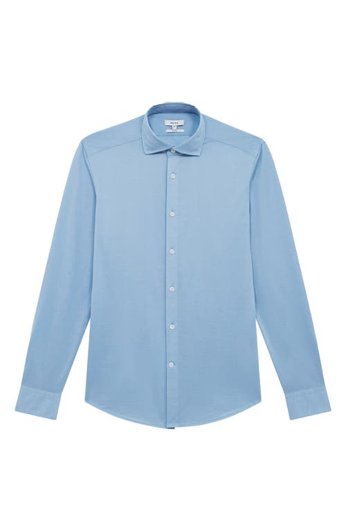 Shop Reiss Nate Solid Button-up Shirt In Soft Blue