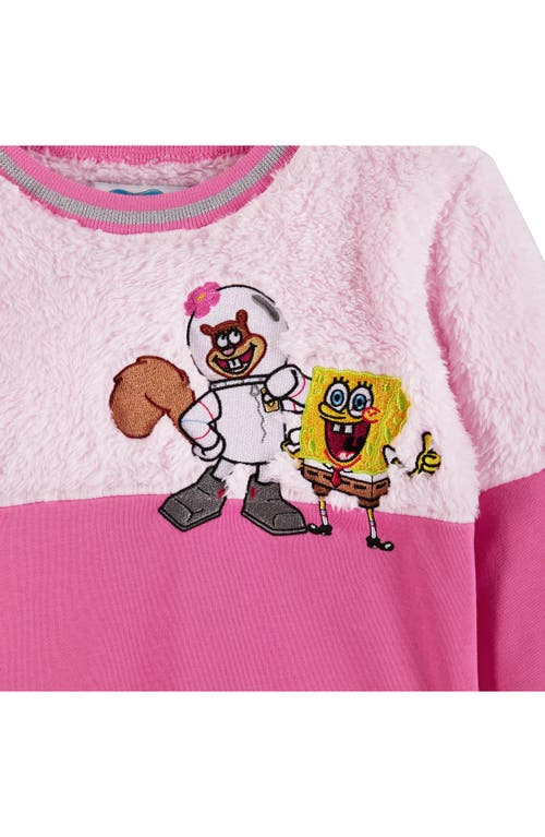 Shop Andy & Evan Kids' Spongebob Squarepants™ Faux Fur Sweatshirt & Rib Leggings Set In Pink Hearts