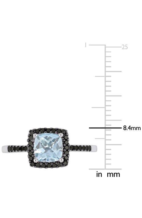 Delmar Cushion-cut Aquamarine & Black Diamond Ring In Blue