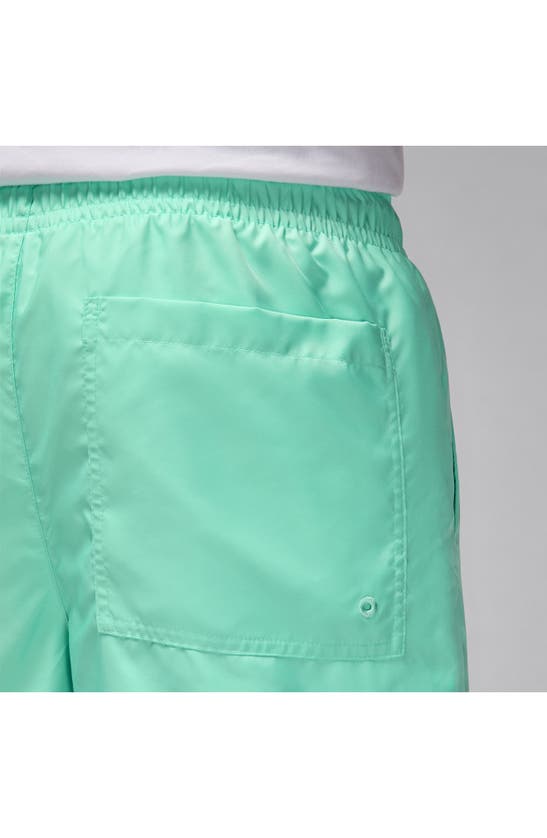 Shop Jordan Essential Poolside Drawstring Shorts In Emerald Rise/ White
