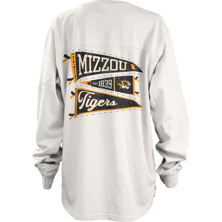 Shop Pressbox White Missouri Tigers Pennant Stack Oversized Long Sleeve T-shirt