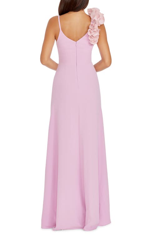 Shop Dress The Population Camelia Ruffle Detail Gown In Lavender-vintage Pink