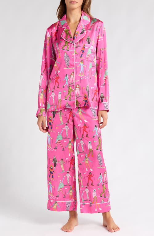 Shop Karen Mabon Skiers Satin Pajamas In Pink