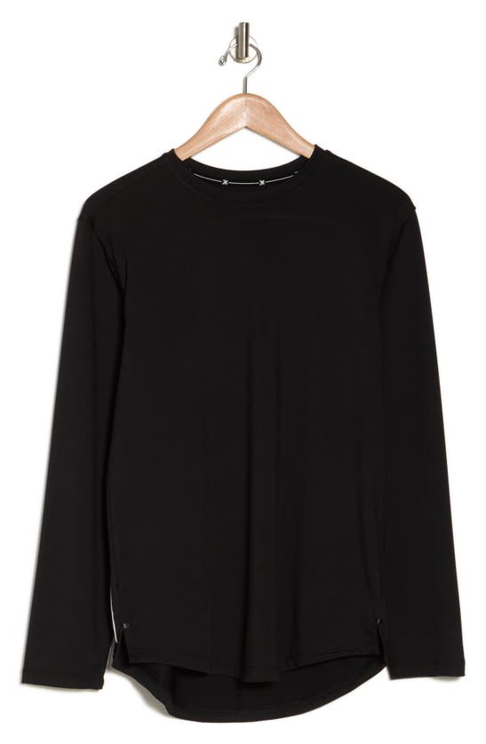 Shop Kenneth Cole Crewneck Long Sleeve Active T-shirt In Black