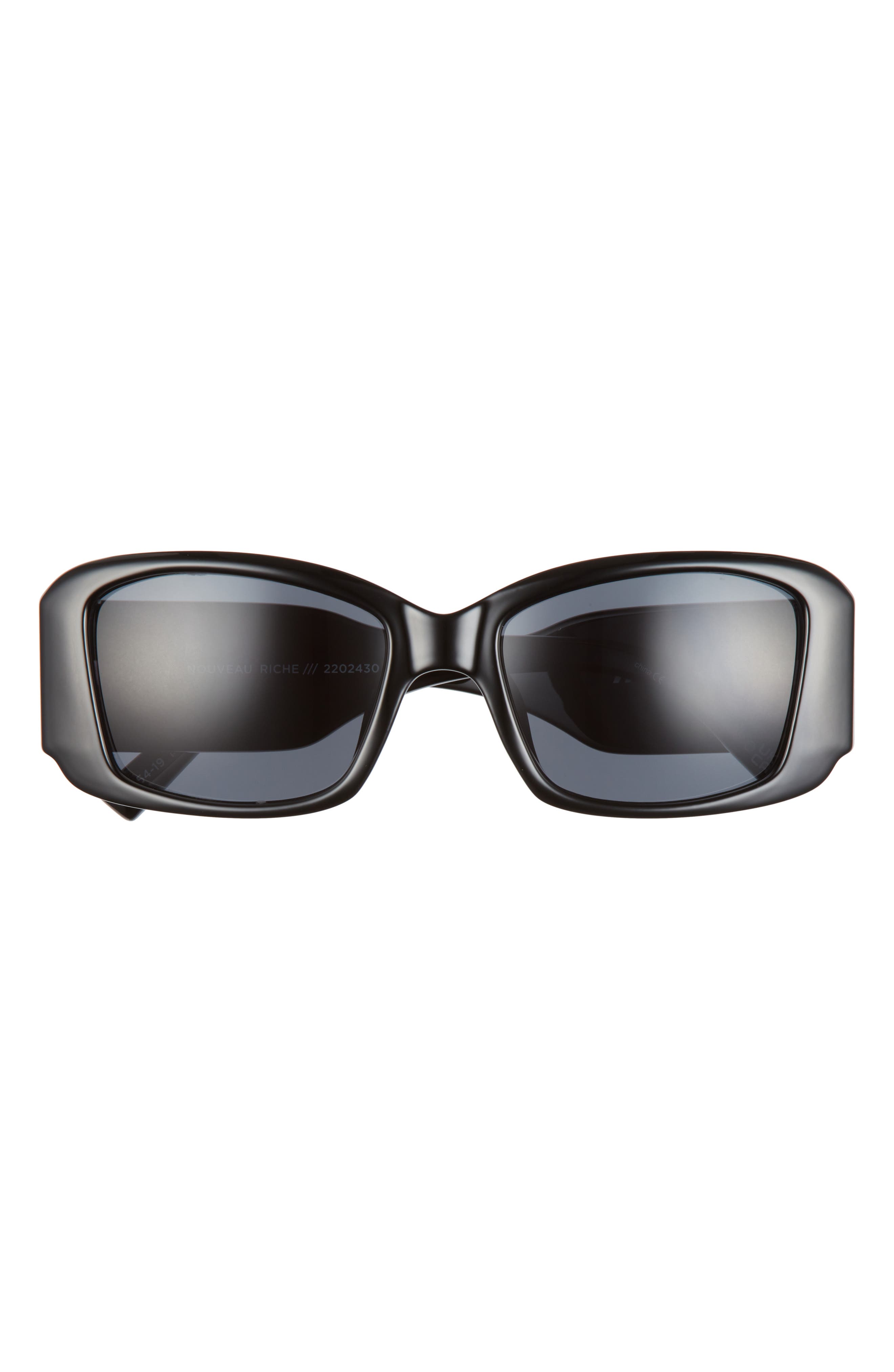 Le Specs Nouveau Riche 54mm Rectangular Sunglasses in Black/Smoke Mono at Nordstrom