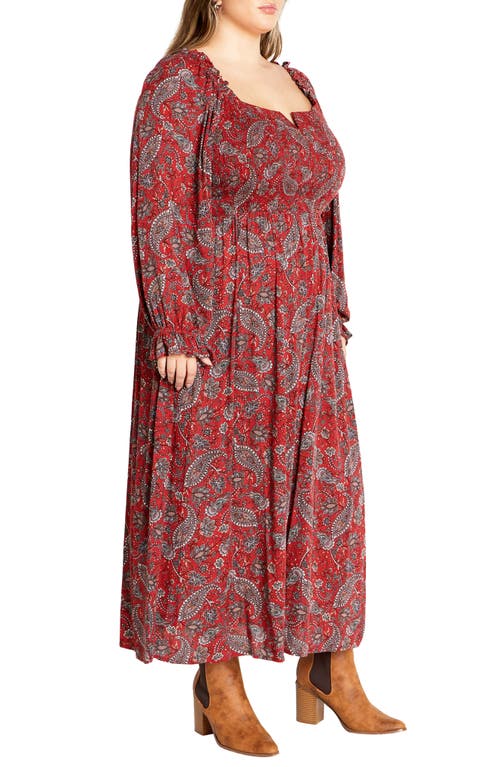 Shop City Chic Aurelia Floral Long Sleeve Dress In Paisley Vine