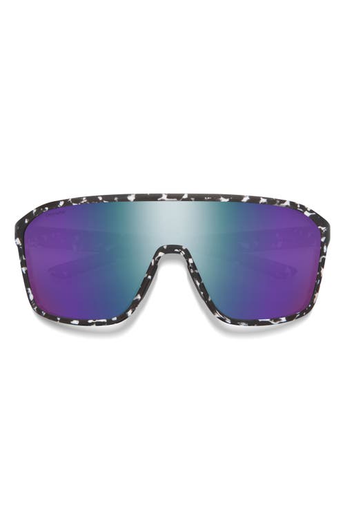 Smith Boomtown 135mm Chromapop™ Polarized Shield Sunglasses In Matte Black Marble/violet