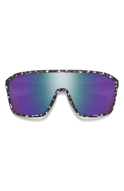 Smith Boomtown 135mm ChromaPop Polarized Shield Sunglasses in Matte Black Marble /Violet at Nordstrom