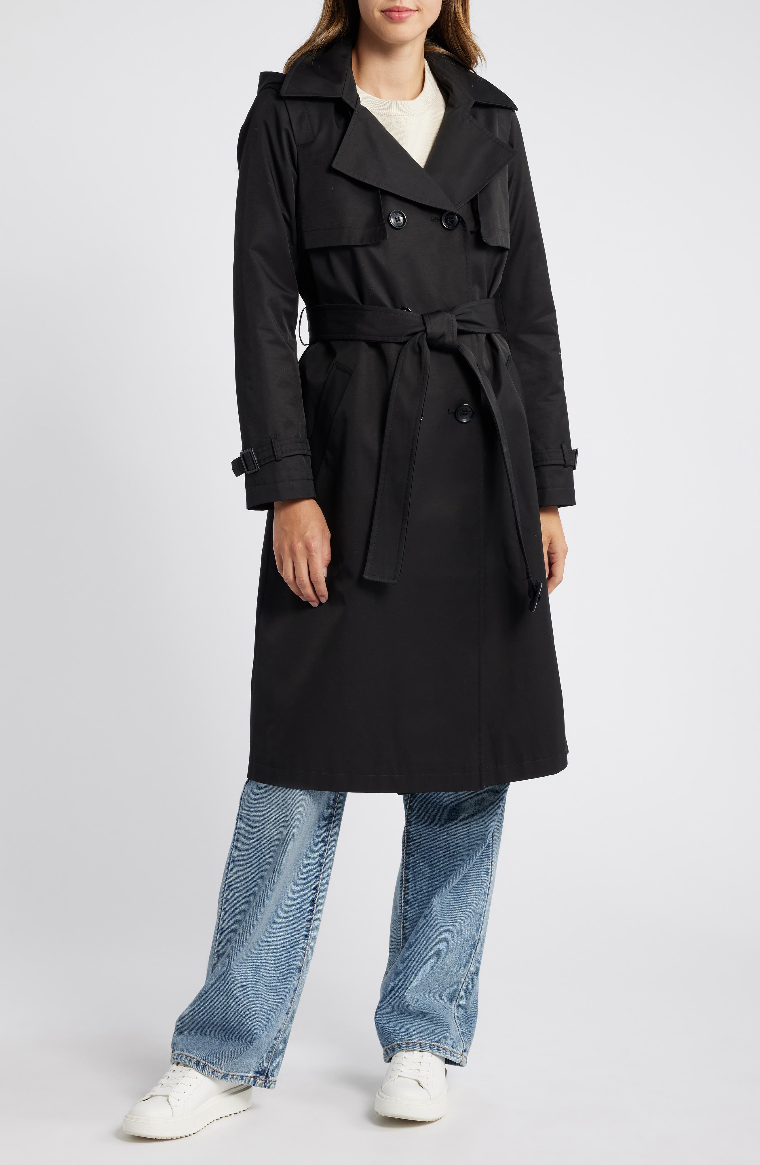 ladies black trench coat