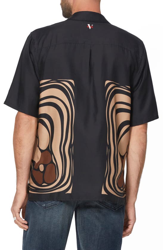 Shop Vayder Montague Abstract Print Short Sleeve Camp Shirt In Black Contemporary Floral