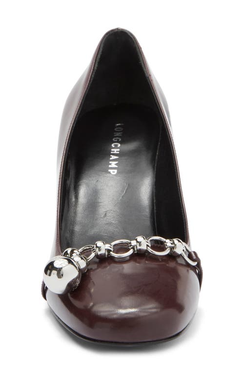 Longchamp Chain Strap Pump In Aubergine
