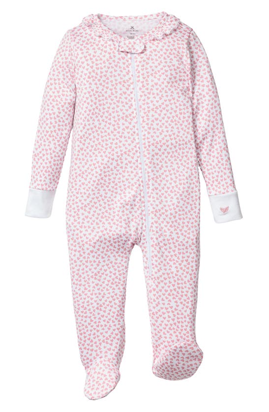 Shop Petite Plume Sweethearts Fitted One-piece Cotton Footie Pajamas In Pink