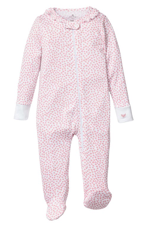 Petite Plume Sweethearts Fitted One-Piece Cotton Footie Pajamas in Pink at Nordstrom, Size 0-3M
