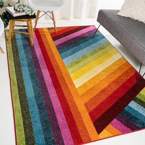 Shop Jonathan Y Retro Rainbow Contemporary Area Rug In Multi