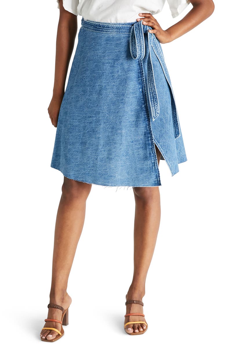 ÉTICA Harper Denim Wrap Skirt, Main, color, COMPTON CREEK