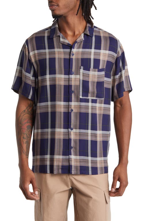 Plaid Camp Shirt in Navy League Andrew Madras