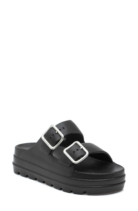 Jslides Simply Platform Slide Sandal In Black/ Black