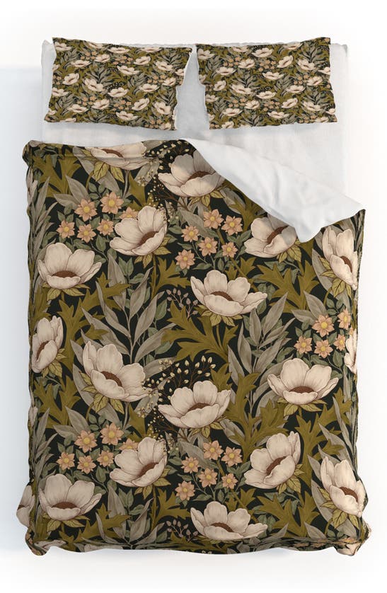Deny Designs Floral Meadow Spring Green Duvet Cover & Shams Set In Green