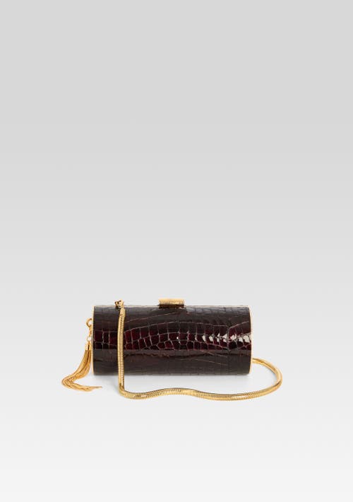 Shop Gracelyn Clutch In Burgundy Croc