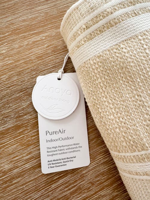 Anaya Beach Club Stripe Indoor Outdoor Table Runner In Sandy Beige