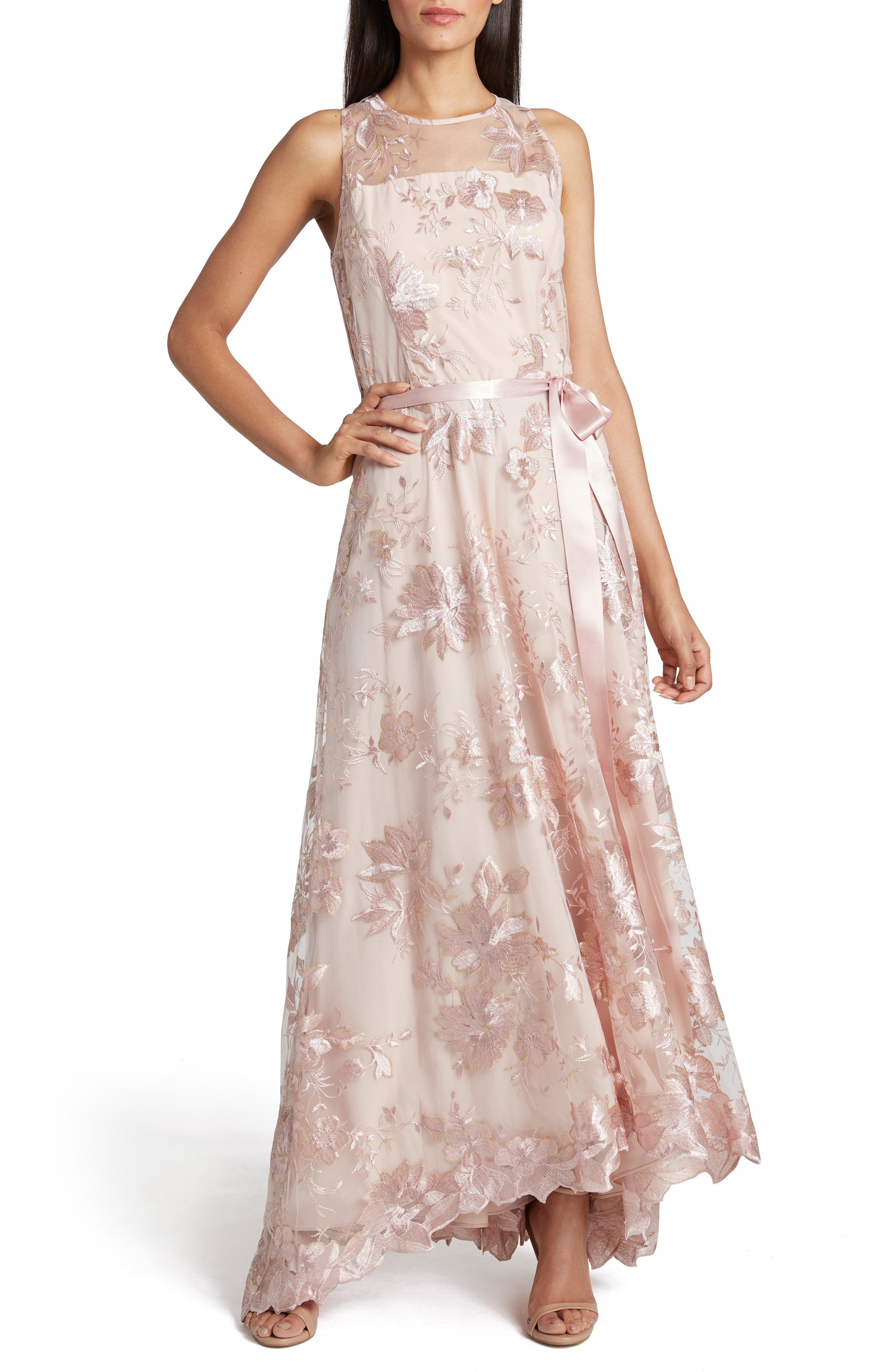 tahari embroidered dress