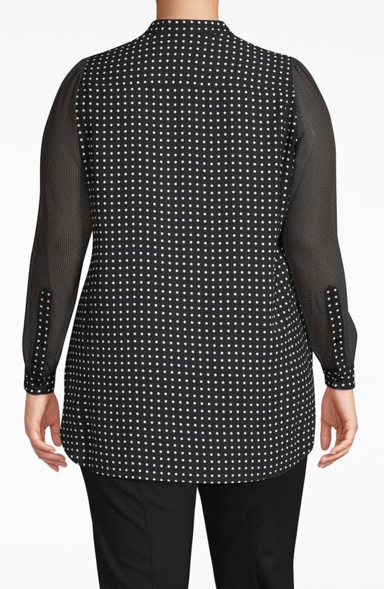 Shop Anne Klein Mini Dot Poet Blouse In Black/white