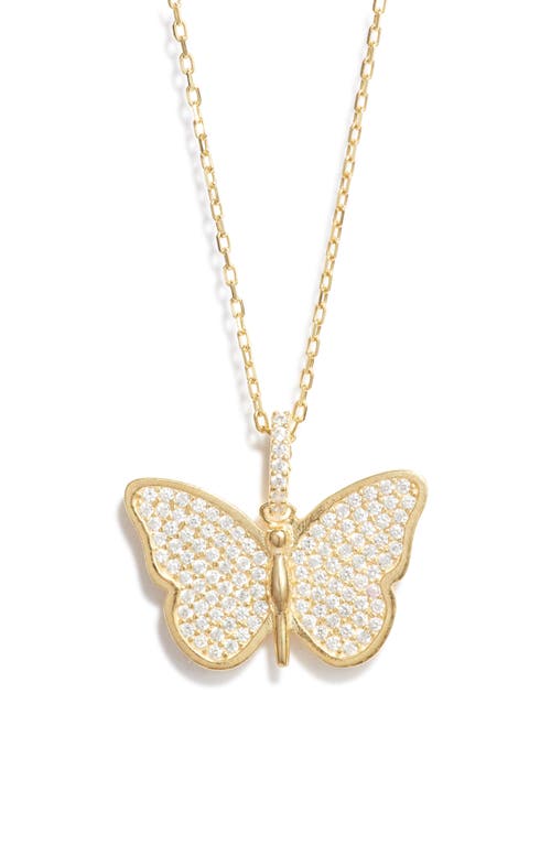 Shop Shymi Pavé Butterfly Pendant Necklace In Gold/white