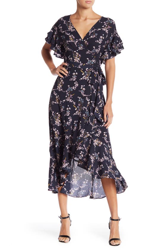 Max studio ruffle wrap midi dress fashion